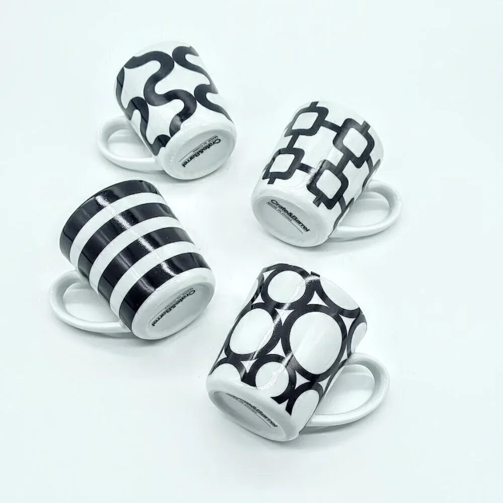 Crate & Barrel Demitasse Porcelain Espresso Cup Saucer 8-Pc Set